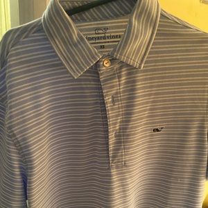 VINEYARD VINES LIGHT BLUE STRIPED POLO SHORT SLEEVE XS YOUTH